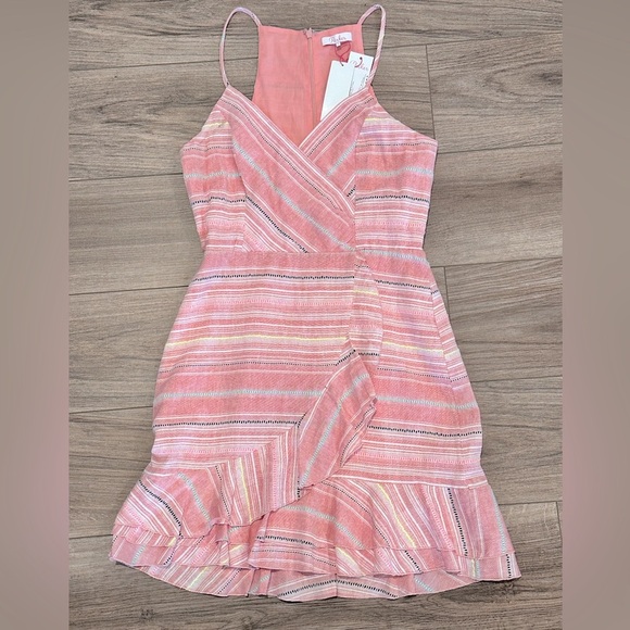 NWT! Parker Jay’s Sleeveless Fitted Ruffle Front Dress in Sunset Stripe Size 4 - Picture 5 of 12